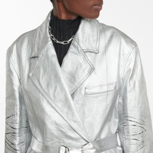 Peter Do Metallic Coated Denim Trench Coat - Picture 2 of 4